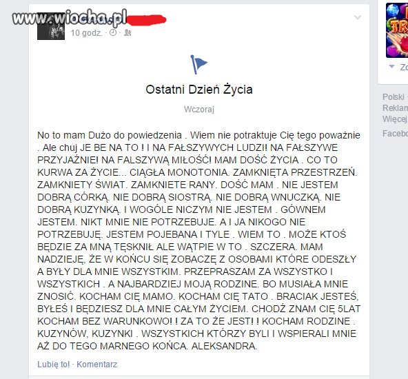 Bo najważniejsze to dobrze umrzeć na fejsie