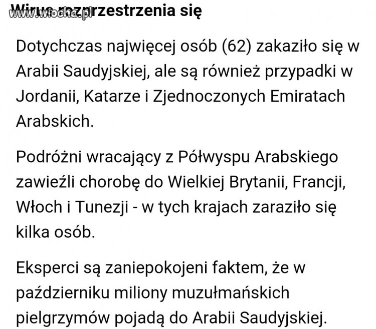 Przyjmujmy emigrantów, MERS z bliskiego wschodu