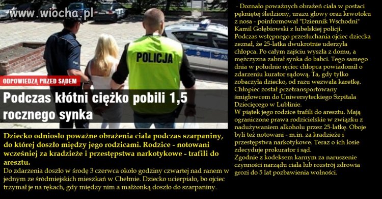 Podczas kłótni pobili swoje dziecko 