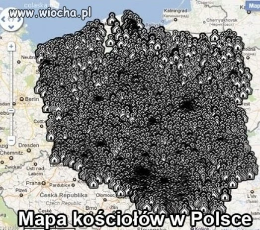 Mapa kościołów w Polsce 