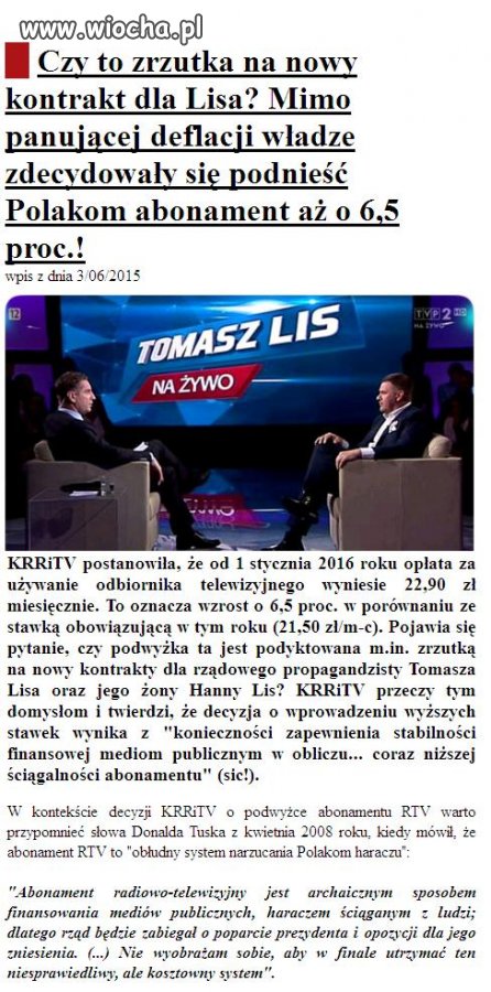 Od nowego roku zrzutka na Tomasza LiSa.