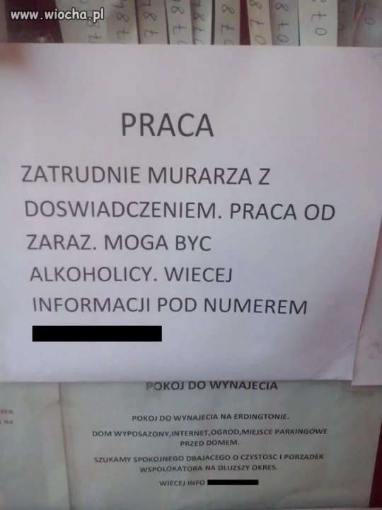 Ogłoszenie o pracę.