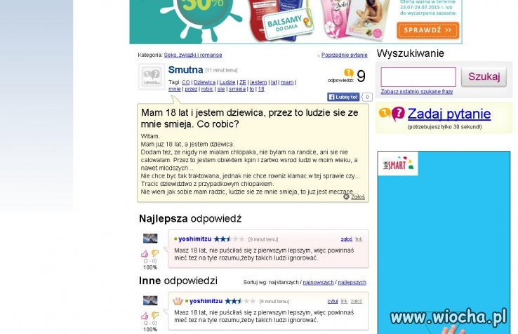 Bo bycie dziewica w tym wieku to coś okropnego...
