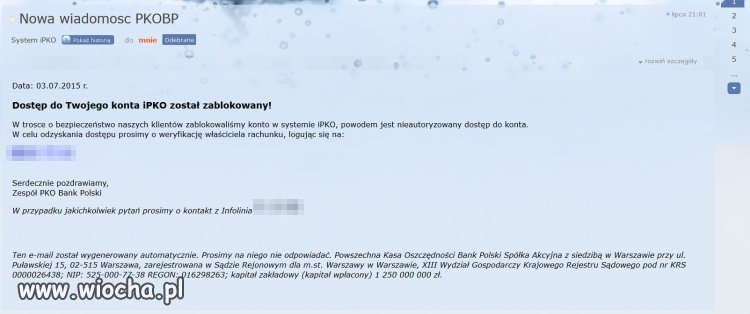 Ciąg dalszy blokad fikcyjnych kont - Uwaga