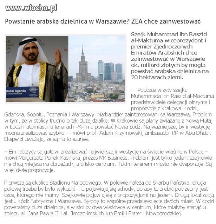 Już niedługo arabska dzielnica w Warszawie.