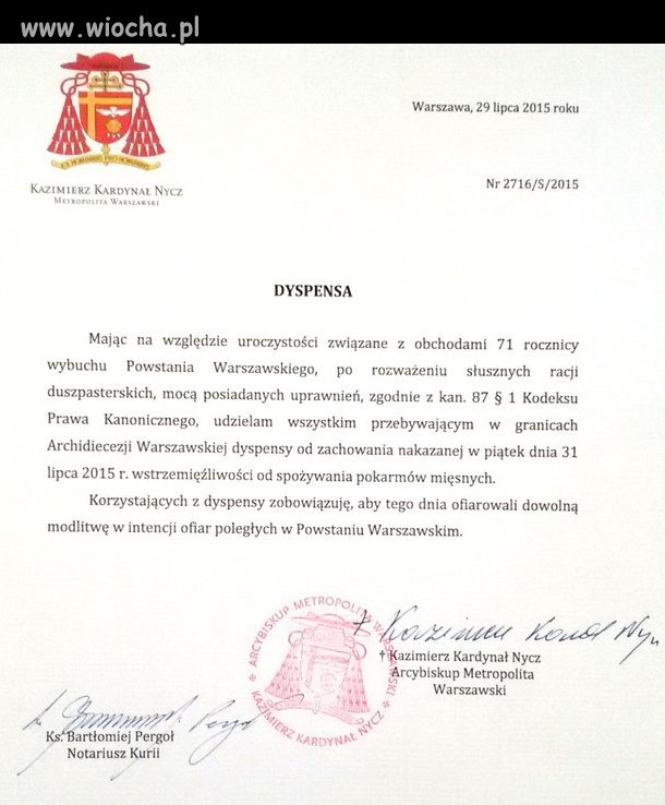 Przywódcy katolików pozwolili poddanym jeść mięso 
