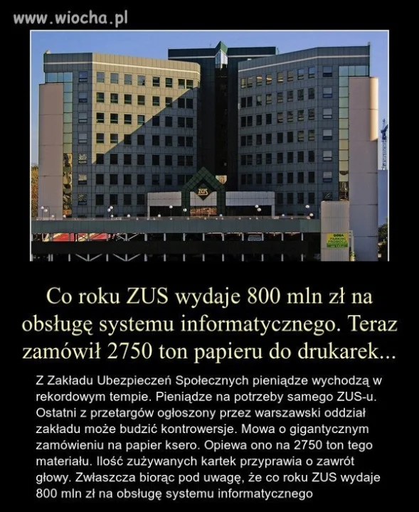 Wychodzi na to, że ZUS sam sobie banknoty 
