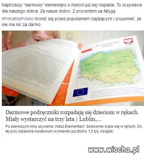 Najdroższy darmowy elementarz rozpada się w rękach