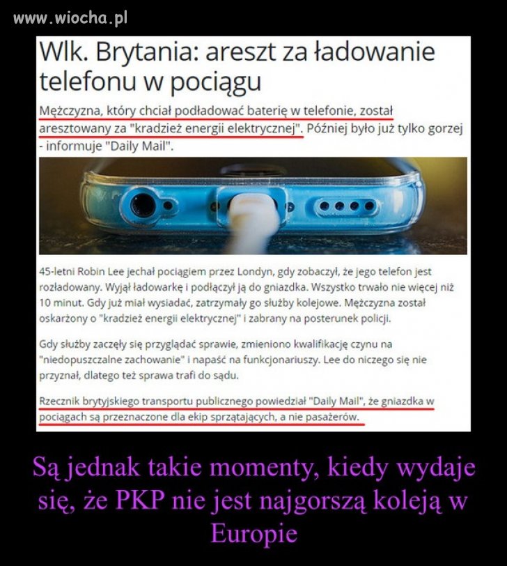 Chciał tylko podładować telefon