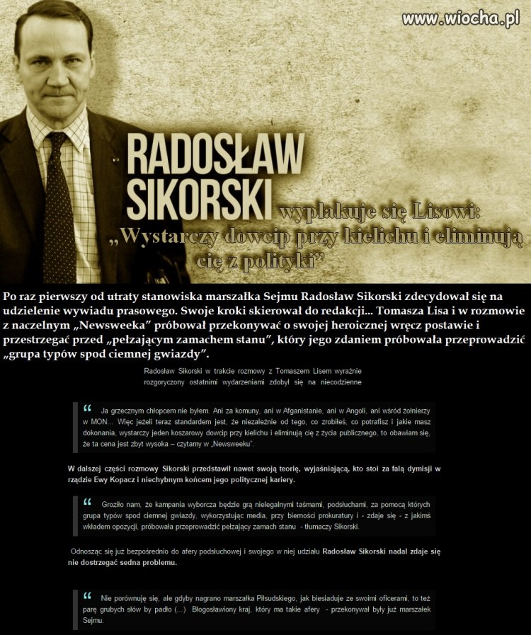 Sikorski płacze w rękaw Lisowi 