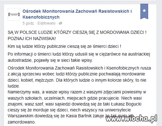 Jakiś lewacki twór próbuje zastraszać internautów.