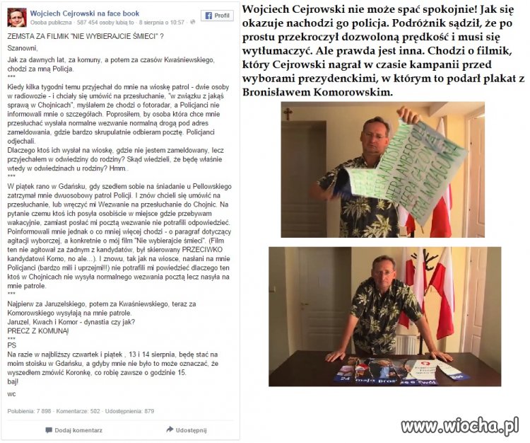 Nękają go za podarcie plakatu 