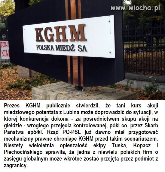 Wrogie przejęcie KGHM "wisi na włosku"