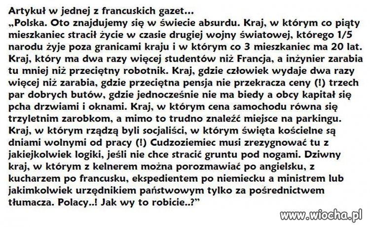Artykuł w jednej z francuskich gazet
