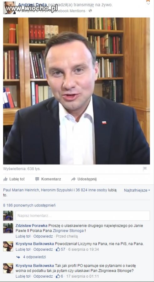 Stonoga drugi największy Polak po Janie Pawle II