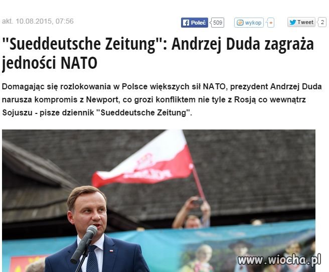 Polska nie może "mieć gwarancji" pomocy jak 1939r!