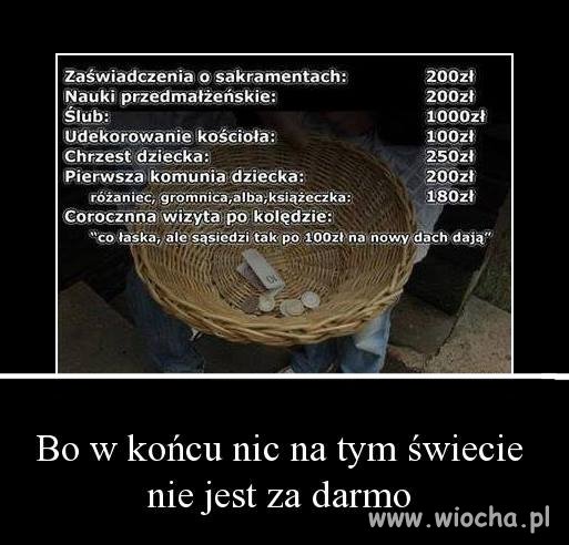 Sakramenty powinny być darmowe, kasę doją od