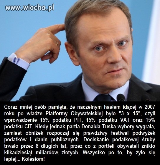 3x15% - podstawowa obietnica PO z 2007 roku 