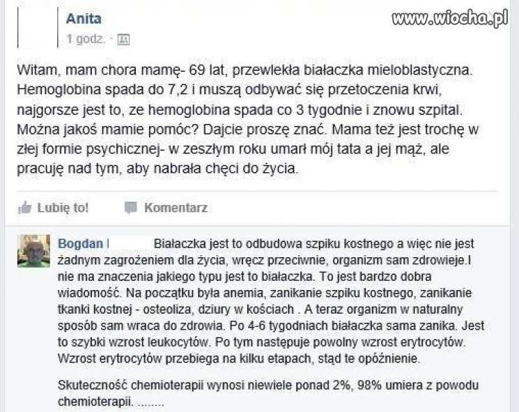 Ciekawe co ludzie z białaczką powiedzieliby na stwierdzenie