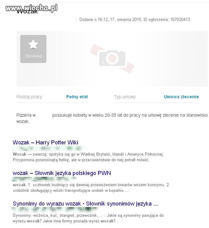 Dam prace WOZAK w pizzeri