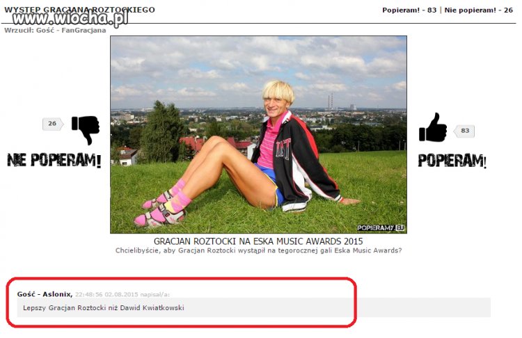 Lepszy Gracjan Roztocki niż Dawid Kwiatkowski