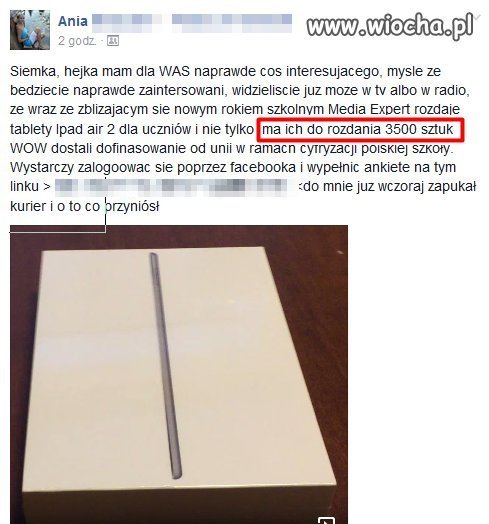 Łapcie Ipady z fejsa tylko 3500 szt