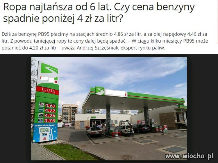 Ropa nie potanieje bo mamy stare zapasy.