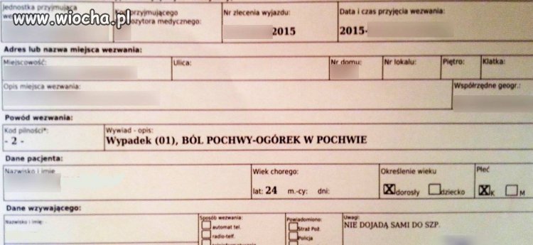 Karta przyjęcia skąpej baby do szpitala 