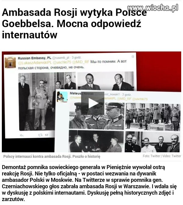 Za usunięty pomnik sowieta, wytykają Polsce