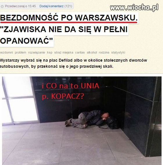 Wzrost ilości ludzi bezdomnych! W-wa 