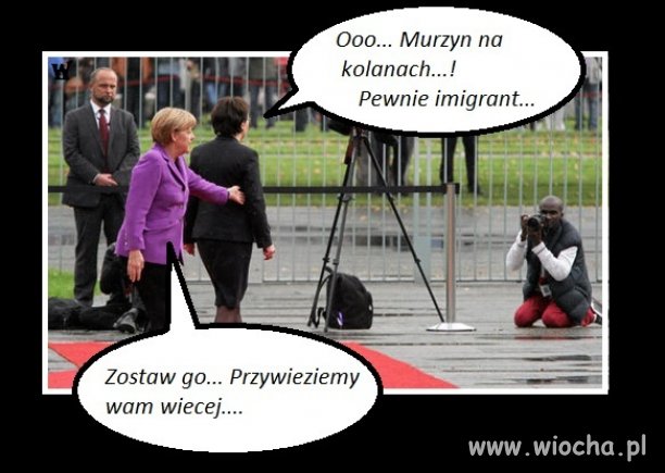 Zobaczyła murzyna i już leci mu pomóc 