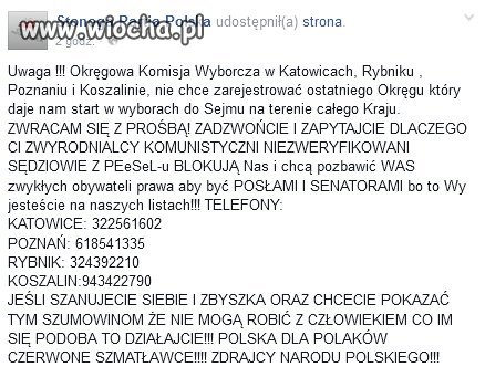 Chcą odciąć Stonogę od  startu w całym kraju