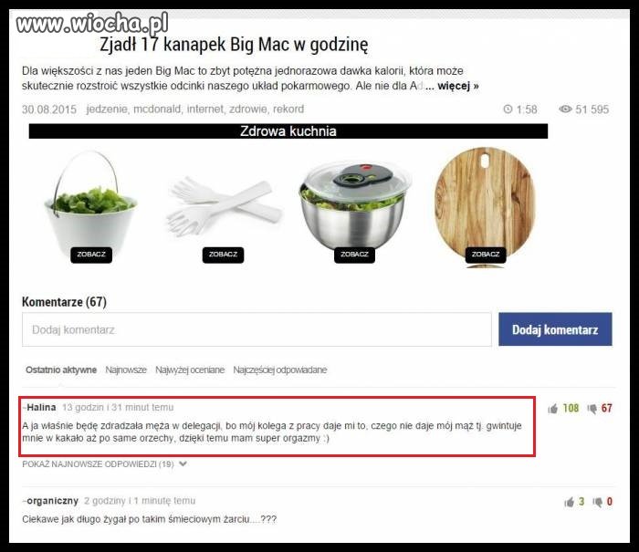Tylko dlaczego napisała o tym pod artykułem o kanapkach
