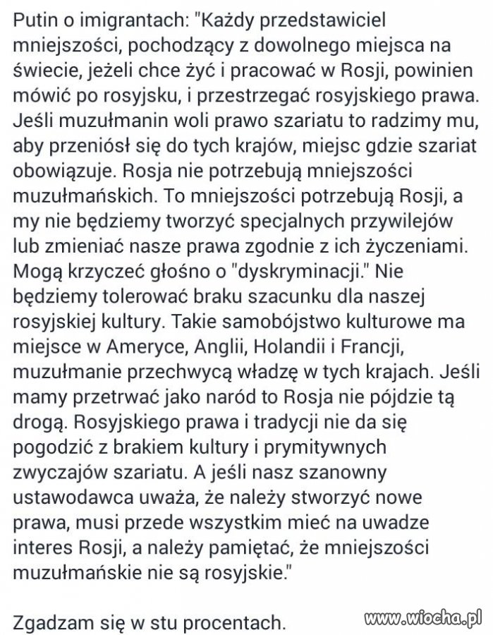 Słów kilka od Putina