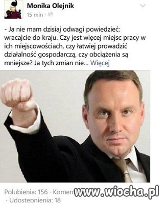 Monika Olejnik umieściła na fb fotomontaż A.Dudy 
