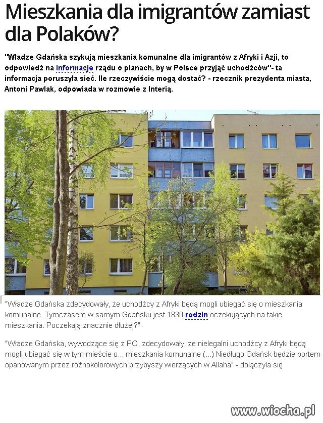 Gdańsk rozdaje mieszkania imigrantom!!!