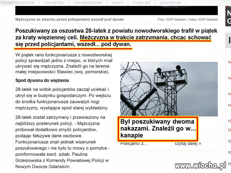 "Próbował ukryć się... pod dywanem"