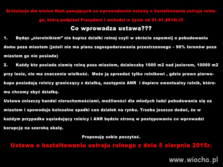 Nowa ustawa o kształtowaniu ustroju rolnego