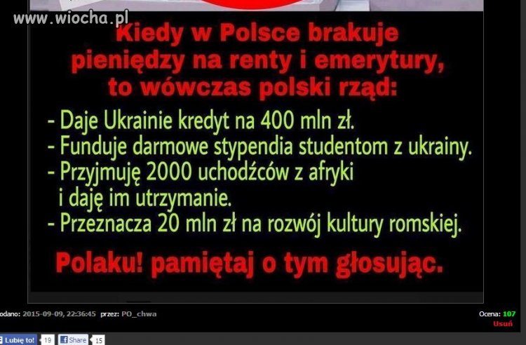 Ocena 107 i usunięto. Wiocha dla Wiochy