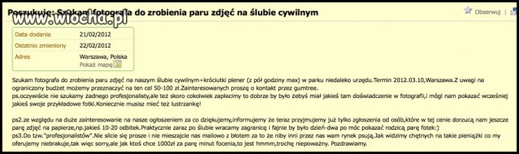 Szukam fotografa... prawie za darmo!