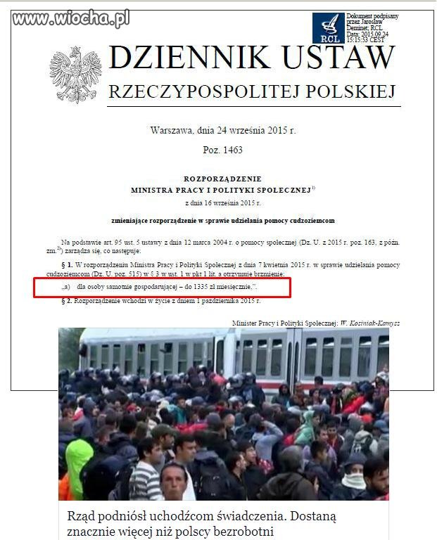 Rząd podniósł uchodźcom świadczenia do 1335 zł