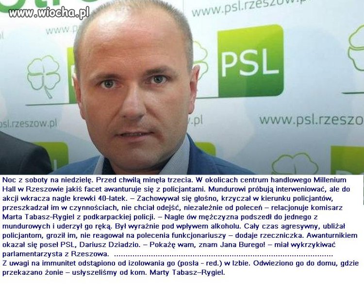 Pijany poseł PSL uderzył policjanta w trakcie