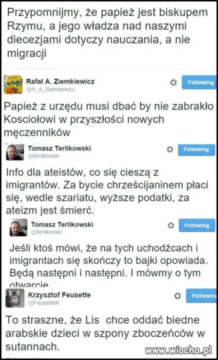 Po słowach Papieża o tym
