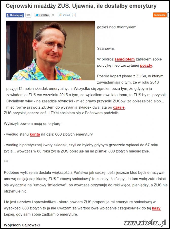 Ja uważam że to ZUS zmiażdżył Cejrowskiego