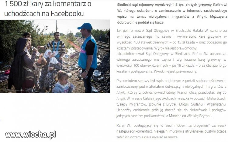 1500 zł kary za komentarz o uchodźcach na Facebook
