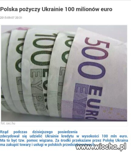 Rząd pożyczy Ukrainie 100 mln euro