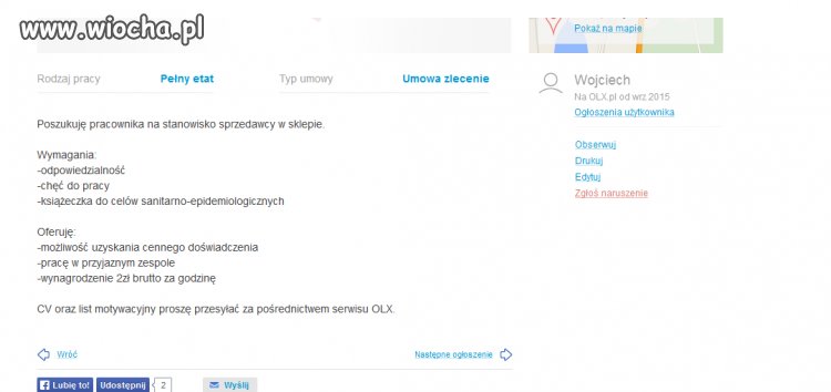 Oferta pracy 2zł brutto na godzinę...
