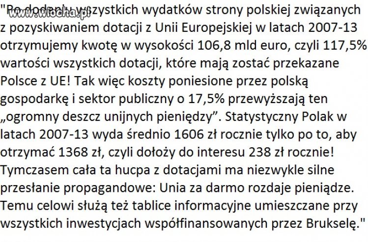 Fakty na temat "cudowności" dotacji z UE