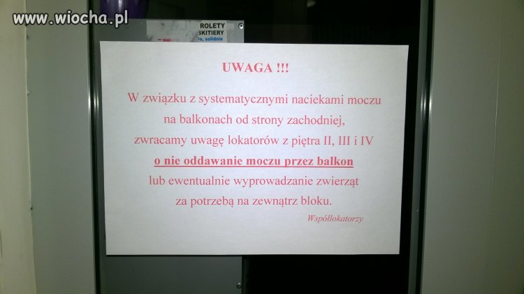 Nie szczać z balkonu