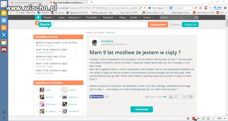 Ma 9 lat i Podejrzewa że jest w ciąży